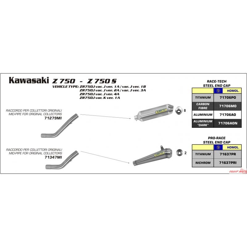 2005-11 Kawasaki Z750 Echappement Silencieux Cs racing Vidéo En Les  Description