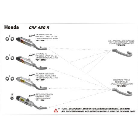 Collecteur d'Echappement ARROW HONDA CRF450R 2015-2016 Collecteur d'Echappement ARROW HONDA CRF450R 2015-2016