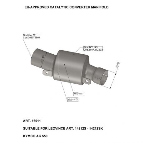 Catalyseur moto LEOVINCE KYMCO AK550 2017-2018 Catalyseur moto LEOVINCE KYMCO AK550 2017-2018