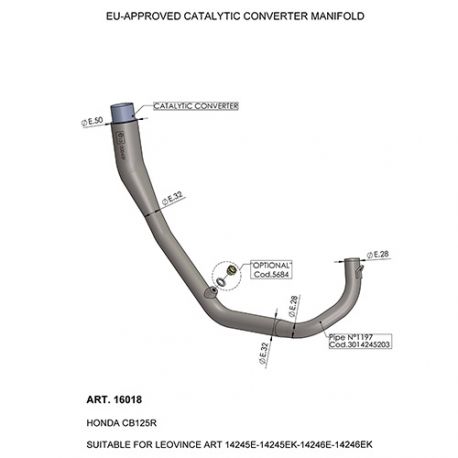 Manchon catalysé LEOVINCE LV ONE HONDA CB125R 2018-2019 Manchon catalysé LEOVINCE LV ONE HONDA CB125R 2018-2019