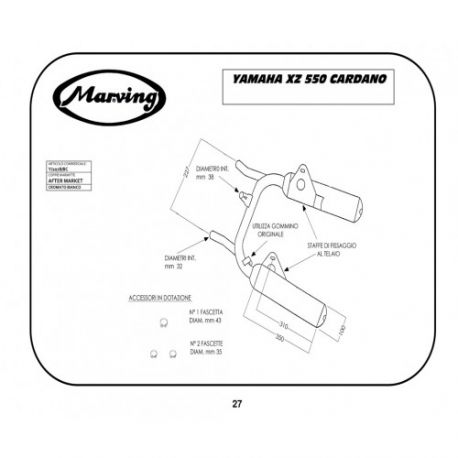 Echappement MARVING YAMAHA XZ 550 1982-1983 Echappement MARVING YAMAHA XZ 550 1982-1983