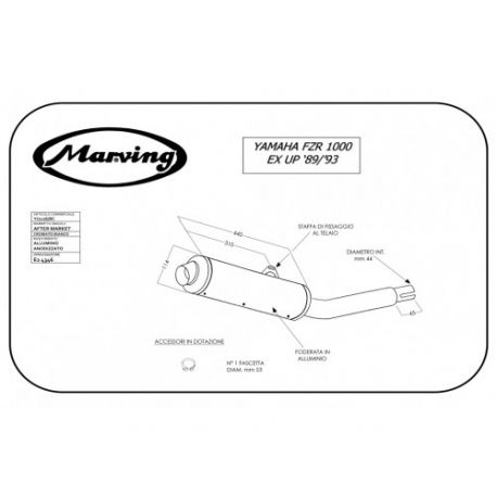 Echappement MARVING YAMAHA FZR 1000 EXUP 1989-1991 Echappement MARVING YAMAHA FZR 1000 EXUP 1989-1991