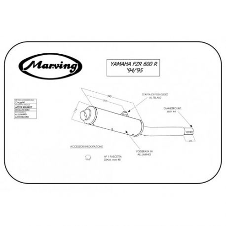 Echappement MARVING YAMAHA FZR600R 1994-1996 Echappement MARVING YAMAHA FZR600R 1994-1996