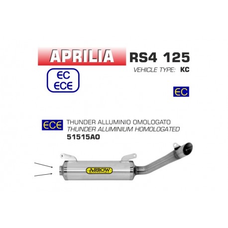 Echappement ARROW THUNDER APRILIA RS4 125 2017-2018 RS 125 2018-2020