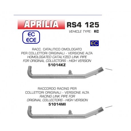 Collecteur d'Echappement ARROW APRILIA 125 RS4 2017-2018 RS 125 2018-2020