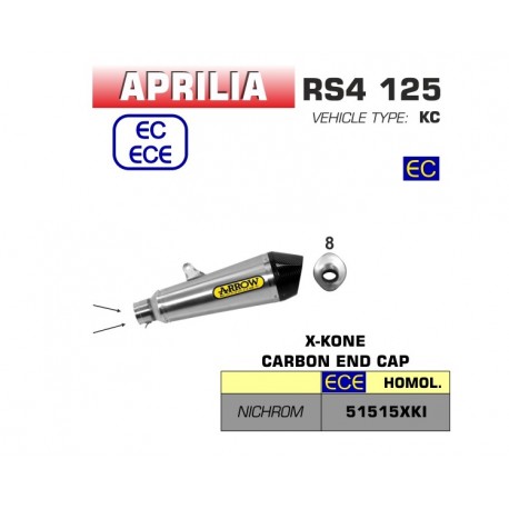 Echappement ARROW X-KONE APRILIA RS4 125 2017-2018 RS 125 2018-2020