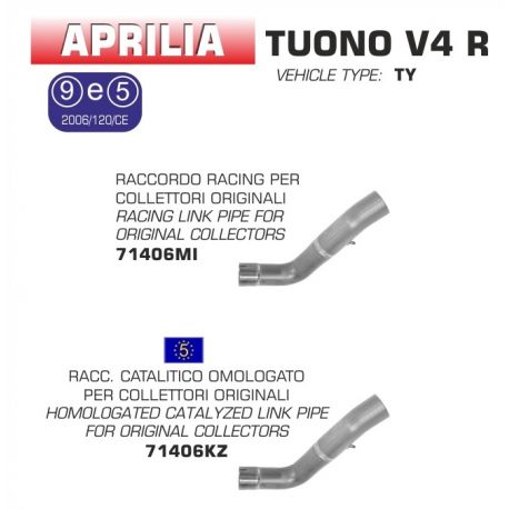Raccord d'Echappement ARROW APRILIA TUONO V4 2011-2015 RSV4 2009-2015