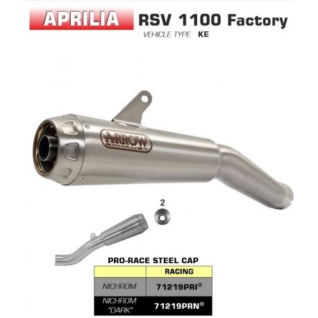 Echappement ARROW PRO RACE APRILIA RSV 1100 FACTORY 2019-2020