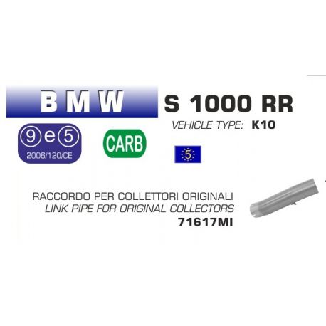 Raccord d'Echappement ARROW pour collecteur d'origine BMW S1000RR 2015-2016