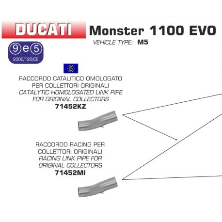 Raccord d'Echappement ARROW DUCATI 1100 MONSTER EVO 2011-2013