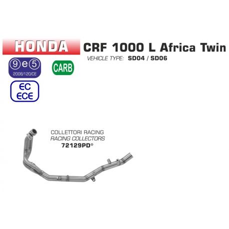 Collecteur d'Echappement racing ARROW HONDA CRF1000L AFRICA TWIN 2015-2016
