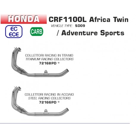 Collecteur d'Echappement racing ARROW HONDA CRF1100L AFRICA TWIN / CRF1100L ADVENTURE SPORT