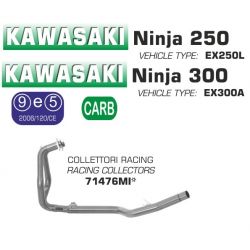 Collecteur pot d'Echappement ARROW KAWASAKI 250 NINJA 300 R NINJA 2013-2016