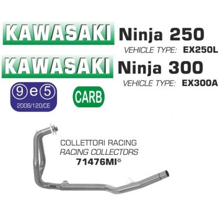 Collecteur d'Echappement ARROW KAWASAKI 250 NINJA 300 R NINJA 2013-2016