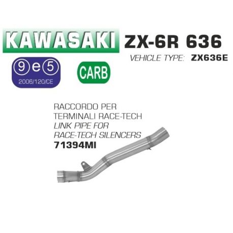 Raccord d'Echappement RACE-TECH pour collecteur ARROW KAWASAKI ZX6R ZX636R 2009-2016