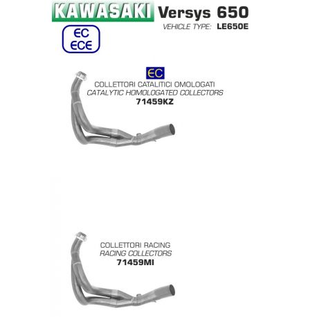 Collecteur echappement ARROW KAWASAKI ER6 2012-2016 650 VERSYS 2015-2020