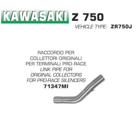 Raccord d'Echappement pour silencieux PRO-RACE KAWASAKI Z750 2004-2006