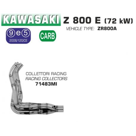 Collecteur d'Echappement racing ARROW KAWASAKI Z800E 2013-2016