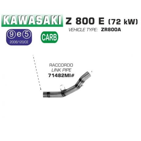 Raccord d'Echappement ARROW KAWASAKI Z800E 2013-2016