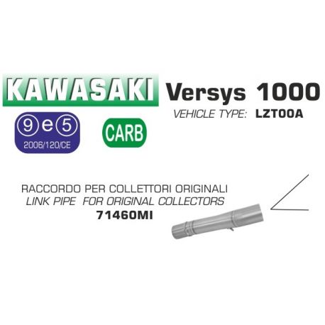 Raccord d'Echappement ARROW pour collecteur d'origine KAWASAKI 1000 VERSYS 2012-2016
