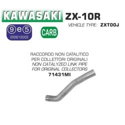 Raccord pot d'Echappement ARROW racing décatalysé pour collecteur d'origine KAWASAKI ZX10R 2011-2015pot