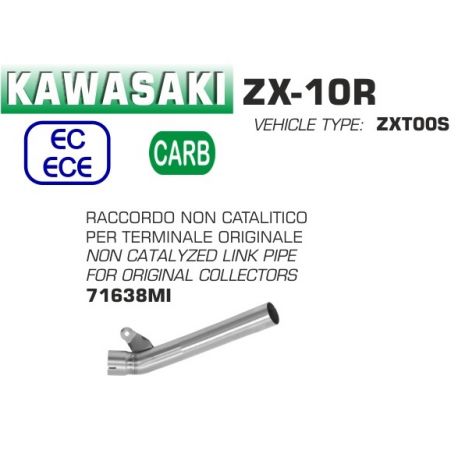 Raccord d'Echappement décatalysé ARROW pour silencieux d'origine KAWASAKI ZX10R 2016-2019