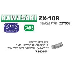 Raccord pot d'Echappement ARROW pour catalyseur d'origine KAWASAKI ZX10R 2011-2015