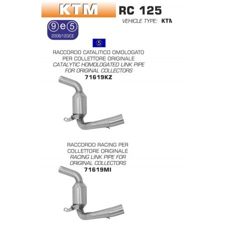 Raccord d'Echappement ARROW pour collecteur d'origine KTM RC125 RC390 2015-2016