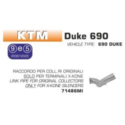 Raccord pot d'Echappement ARROW pour collecteur d'origine KTM 690 DUKE 2012-2015