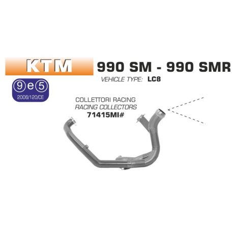 Collecteur d'Echappement racing ARROW KTM SM 950 SM 990 SMR 990 SMT 900