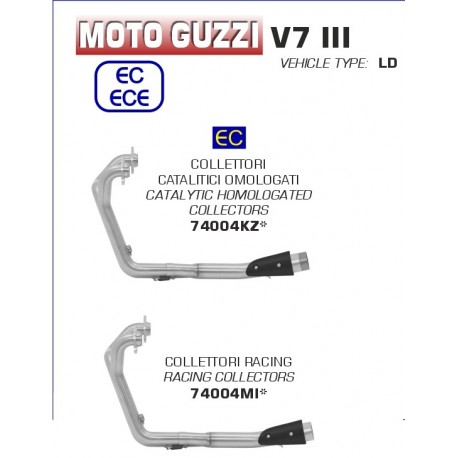 Collecteur d'échappement ARROW MOTO GUZZI V7 III 2017-2020