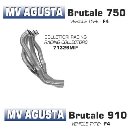 Collecteur d'Echappement ARROW MV AGUSTA 750 BRUTALE 2003-2006 910 BRUTALE 2005-2008