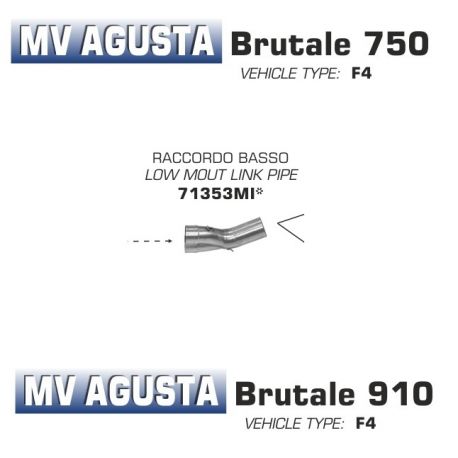 Raccord d'Echappement ARROW MV AGUSTA 750 BRUTALE 2003-2006 910 BRUTALE 2005-2008