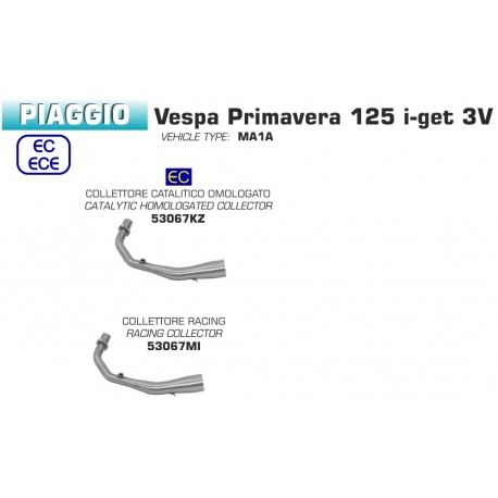 Collecteur d'Echappement ARROW VESPA 125 PRIMAVERA I-GET 3V 2017-2018