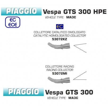 Collecteur d'Echappement ARROW VESPA GTS 300 GTS 300 HPE 2017-2020