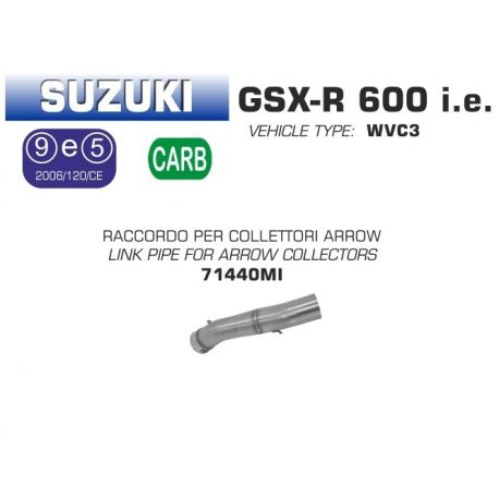 Raccord d'Echappement pour collecteur ARROW SUZUKI GSXR 600 GSXR 750 2011-2016