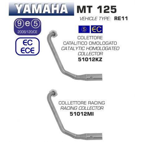 Collecteur d'Echappement ARROW racing YAMAHA MT 125 2014-2019