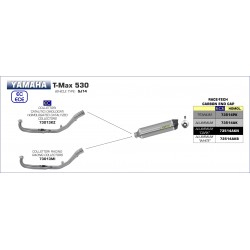 Collecteur pot d'Echappement ARROW YAMAHA T-MAX 530 2017-2019 T-MAX 560 2020-2021