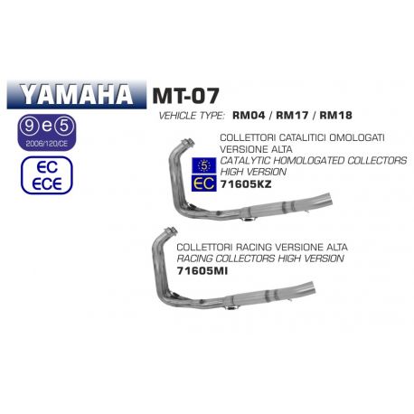 Collecteur d'Echappement position haute ARROW YAMAHA MT-07 MT-07 TRACER TRACER 7