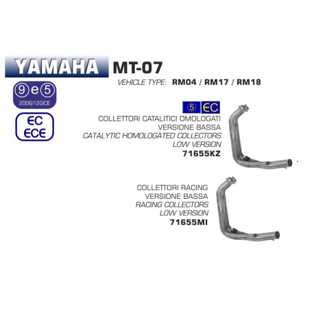 Collecteur d'Echappement position basse ARROW YAMAHA MT-07 MT-07 TRACER