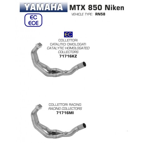 Collecteur d'Echappement ARROW YAMAHA MTX 850 NIKEN 2018-2020