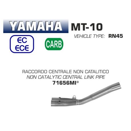Raccord d'Echappement décatalysé ARROW YAMAHA MT 10 2016-2020
