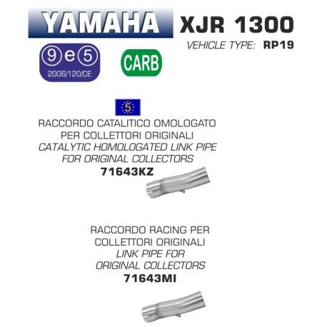 Raccord d'Echappement ARROW pour collecteur d'origine YAMAHA XJR 1300 2007-2017