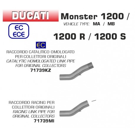 Raccord pot d'Echappement ARROW DUCATI 1200 S 1200 R MONSTER