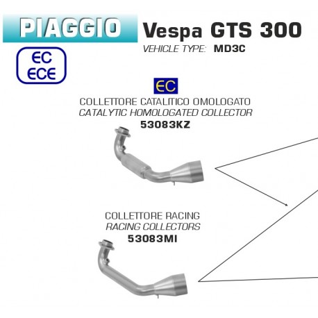 Collecteur d'Echappement ARROW VESPA GTS 300 HPE 2021