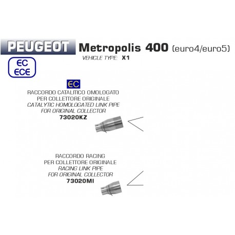 Raccord Collecteur d'Echappement racing ARROW PEUGEOT 400 METROPOLIS 2017-2021
