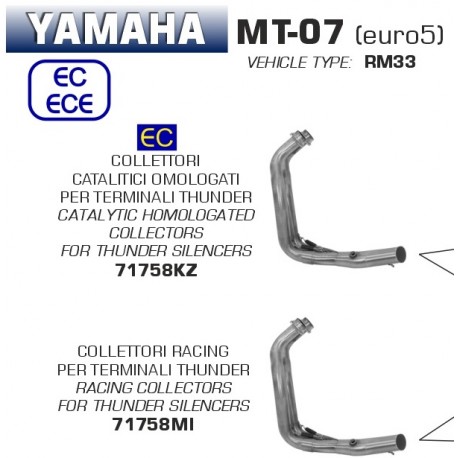 Collecteur d'Echappement ARROW YAMAHA MT-07 EURO 5