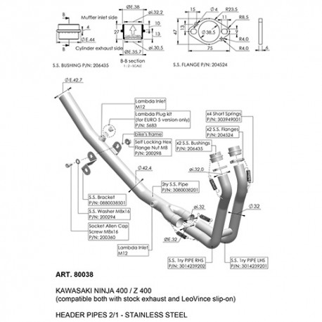 Collecteur LEOVINCE KAWASAKI Z400 / NINJA 400 2018-2023 Collecteur LEOVINCE KAWASAKI Z400 / NINJA 400 2018-2023