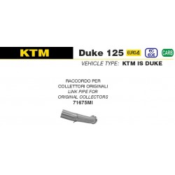 Raccord pot d'Echappement ARROW THUNDER KTM 125 DUKE 390 DUKE 2017-2020