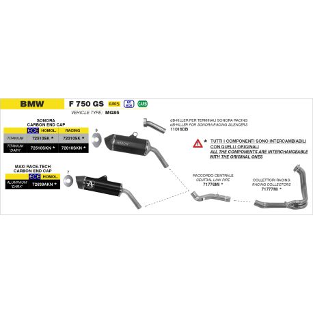 Collecteur racing d'échappement ARROW BMW F750GS F850GS